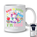 Personalized Custom Name Back To School I'm Fine; Lovely First Day Of School Unicorn Schoolbag T-Shirt