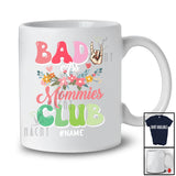 Personalized Custom Name Bad Ass Mommys Club; Proud Mother's Day Flowers Rock Hand Sign T-Shirt