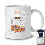Personalized Custom Name Bad To The Bone; Cheerful Halloween Skeleton Women Smoking T-Shirt