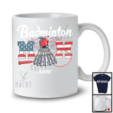 Personalized Custom Name Badminton Mom, Proud 4th Of July USA Flag Headband, Patriotic Family T-Shirt