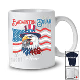 Personalized Custom Name Badminton Squad; Joyful 4th Of July Eagle Badminton Player; Patriotic T-Shirt