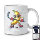Personalized Custom Name Banana Playing Hockey, Lovely Fruit Vegan Hockey Sport Player T-Shirt