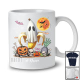 Personalized Custom Name Banana Wearing Ghost Boo Costume; Creepy Halloween Fruit Vegan T-Shirt