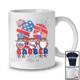Personalized Custom Name Barber Squad; Joyful 4th Of July Three Gnomes; US Flag Heart Patriotic T-Shirt