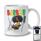 Personalized Custom Name Barber, Proud Juneteenth Afro Girl Women, Black African American T-Shirt