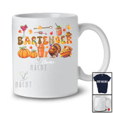 Personalized Custom Name Bartender; Lovely Thanksgiving Leopard Plaid Pumpkin Turkey T-Shirt