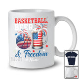Personalized Custom Name Basketball Beer Freedom; Joyful 4th of July Drinking Player; Patriotic T-Shirt