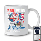 Personalized Custom Name Bbq Wine Freedom; Joyful 4th of July Drinking Grill Lover; Patriotic T-Shirt