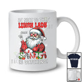 Personalized Custom Name Be Nice To The Lunch Lady; Amusing Christmas Santa Naughty; Family T-Shirt