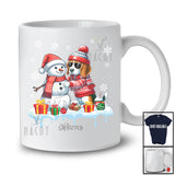 Personalized Custom Name Beagle Build Snowman; Lovely Snow Santa Beagle; Family T-Shirt