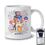 Personalized Custom Name Beagle Drinking Beer, Lovely 4th Of July Fireworks, Patriotic T-Shirt