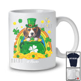 Personalized Custom Name Beagle Leprechaun In Pot Of Gold; Lovely St. Patrick's Day Rainbow T-Shirt