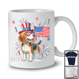 Personalized Custom Name Beagle, Lovely 4th Of July American Flag Fireworks, Beagle Patriotic T-Shirt