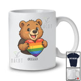 Personalized Custom Name Bear Rainbow Heart Progressive; Lovely LGBTQ Pride Bear T-Shirt