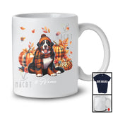 Personalized Custom Name Bernese Mountain Plaid Pumpkins; Thanksgiving Fall Leaves; Family T-Shirt