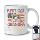 Personalized Custom Name Best Cat Grandpa Ever; Joyful 4th Of July Father's Day US Flag; Patriotic T-Shirt