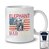 Personalized Custom Name Best Elephant Dad; Proud Father's Day 4th of July US Flag; Patriotic T-Shirt