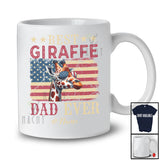 Personalized Custom Name Best Giraffe Dad Ever; Proud Father's Day 4th of July US Flag; Patriotic T-Shirt