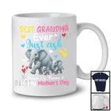 Personalized Custom Name Best Grandma Ever Just Ask, Adorable Mother's Day Elephant, Family T-Shirt