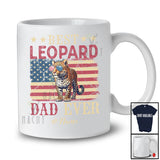 Personalized Custom Name Best Leopard Dad; Proud Father's Day 4th of July US Flag; Patriotic T-Shirt