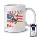 Personalized Custom Name Best Lion Dad Ever; Proud Father's Day 4th of July US Flag; Patriotic T-Shirt