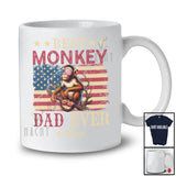 Personalized Custom Name Best Monkey Dad Ever; Proud Father's Day 4th of July US Flag; Patriotic T-Shirt