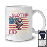 Personalized Custom Name Best Sloth Dad Ever; Proud Father's Day 4th of July US Flag; Patriotic T-Shirt