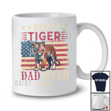 Personalized Custom Name Best Tiger Dad Ever; Proud Father's Day 4th of July US Flag; Patriotic T-Shirt