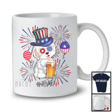 Personalized Custom Name Bichon Frise Drinking Beer, Lovely 4th Of July Fireworks, Patriotic T-Shirt