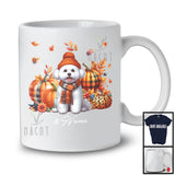 Personalized Custom Name Bichon Frise Plaid Pumpkins; Thanksgiving Fall Leaves; Family T-Shirt