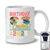 Personalized Custom Name Birthday Cruise 2025; Joyful Summer Vacation Sunglasses; Vintage Retro T-Shirt