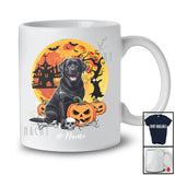 Personalized Custom Name Black Labrador Retriever; Horror Halloween Moon Pumpkin; Family T-Shirt