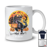 Personalized Custom Name Black T-Rex; Horror Halloween Moon T-Rex Owner Pumpkin; Family T-Shirt