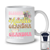 Personalized Custom Name Blessed To Be Called Auntie Great Grandma; Proud Mother's Day Leopard Flower T-Shirt