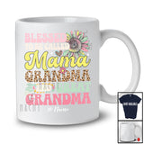 Personalized Custom Name Blessed To Be Called Mama Great Grandma; Proud Mother's Day Leopard Flower T-Shirt