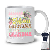 Personalized Custom Name Blessed To Be Called Mom Great Grandma; Proud Mother's Day Leopard Flower T-Shirt