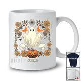 Personalized Custom Name Boo Ghost Floral Plaid Sunflowers; Lovely Halloween Pumpkin Family T-Shirt