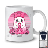 Personalized Custom Name Boo Ghost Pink Ribbon; Lovely Halloween Breast Cancer Vintage Retro T-Shirt