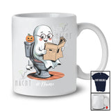 Personalized Custom Name Boo Ghost Reading On Toilet; Sarcastic Halloween Librarian Teacher T-Shirt