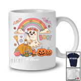 Personalized Custom Name Boo; Adorable Halloween Ghost Camping Lover Flowers; Rainbow T-Shirt