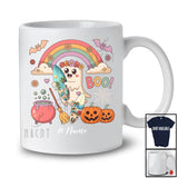 Personalized Custom Name Boo; Adorable Halloween Ghost Surfing Lover Flowers; Rainbow T-Shirt