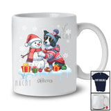 Personalized Custom Name Border Collie Build Snowman; Lovely Snow Santa Border Collie; Family T-Shirt