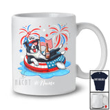 Personalized Custom Name Border Collie Drinking On Float Beach; Joyful 4th Of July Patriotic T-Shirt