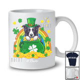 Personalized Custom Name Border Collie Leprechaun In Pot Of Gold; Lovely St. Patrick's Day Rainbow T-Shirt