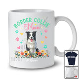 Personalized Custom Name Border Collie Mom; Amusing Mother's Day Flowers Paws; Family T-Shirt