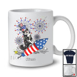 Personalized Custom Name Border Collie Riding Firecracker, Lovely 4th Of July Fireworks, Patriotic T-Shirt