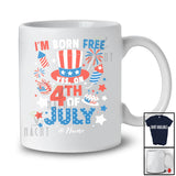 Personalized Custom Name Born Free On 4th Of July; Joyful Birthday Uncle Sam Patriotic Hat T-Shirt