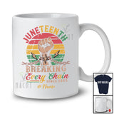 Personalized Custom Name Breaking Every Chain Since 1865; Lovely Juneteenth Afro Freedom T-Shirt