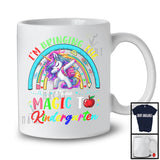 Personalized Custom Name Bringing The Magic To Kindergarten, Lovely First Day Of School Unicorn, Rainbow T-Shirt