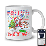 Personalized Custom Name British You A Merry Christmas; Joyful Dabbing Santa; British Flag T-Shirt